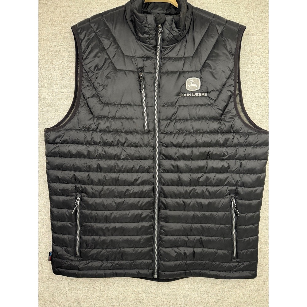 John Deere Stormtech Puffer Vest Men's XL Black Quilted Full Zip Workwear